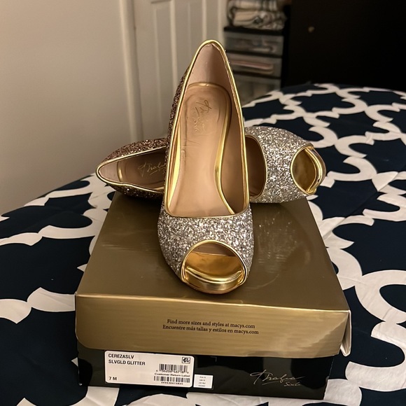 Thalia Sodi silver gold glitter heel - Picture 4 of 5
